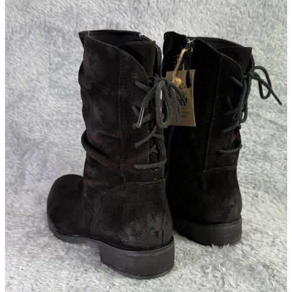 SOLD Sharnell Midcalf Boot Women's Black Booties Lace Up Black Leather Sz 11 M - Picture 4 of 10